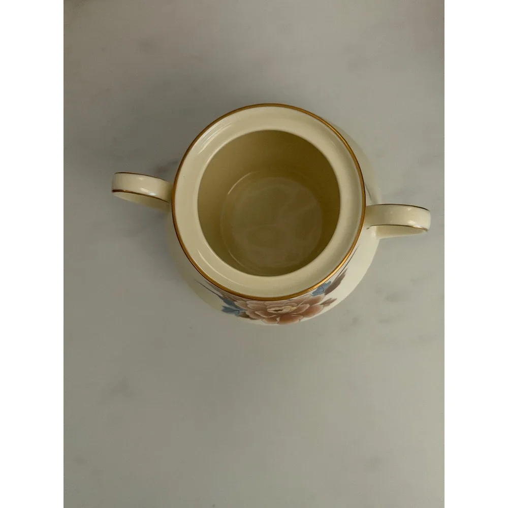 Noritake China Mantigo Sugar Bowl Cream‎ Floral Gold Trim Dinning Vintage